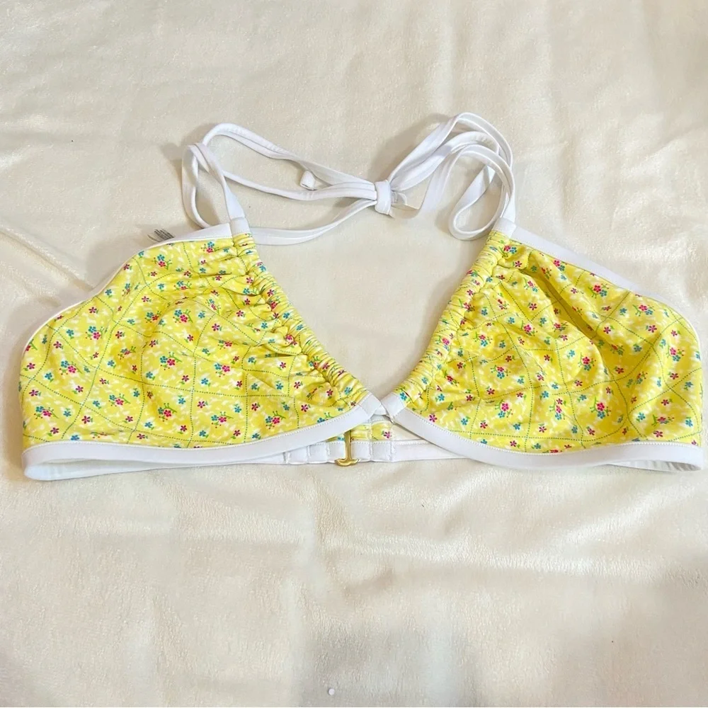 New! Frankie's Bikinis x PINK Augusta floral halter Bikini Top 1521